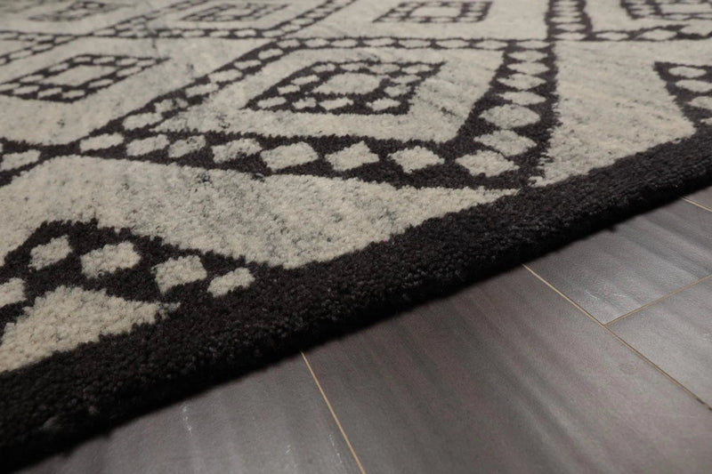8'4'' x 10'3'' Hand Knotted Tibetan Wool Modern Diamond Oriental Area Rug Gray