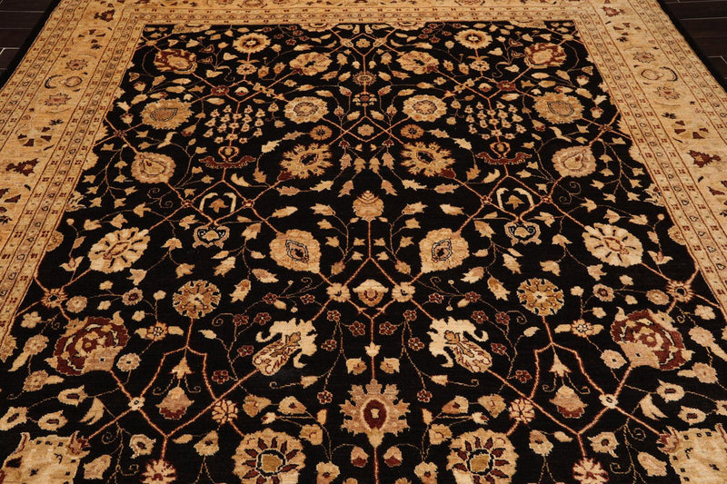 9'3" x 12' Hand Knotted 100% Wool Peshawar Oriental Area Rug Dark Chocolate