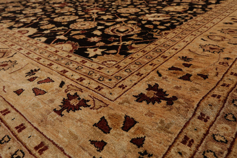9'3" x 12' Hand Knotted 100% Wool Peshawar Oriental Area Rug Dark Chocolate