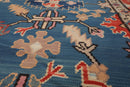 8' x 10' Authentic Turkish Kilim Hand Woven Wool Arts & Crafts Area Rug Blue