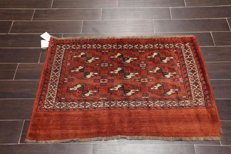 2'6''x3'10'' Antique Hand Knotted Traditional 100% Wool Oriental Area Rug Brick