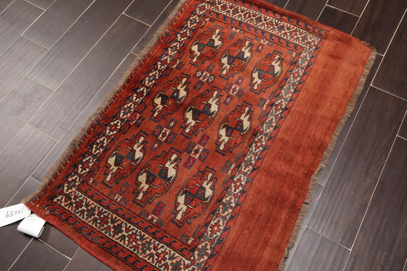 2'6''x3'10'' Antique Hand Knotted Traditional 100% Wool Oriental Area Rug Brick