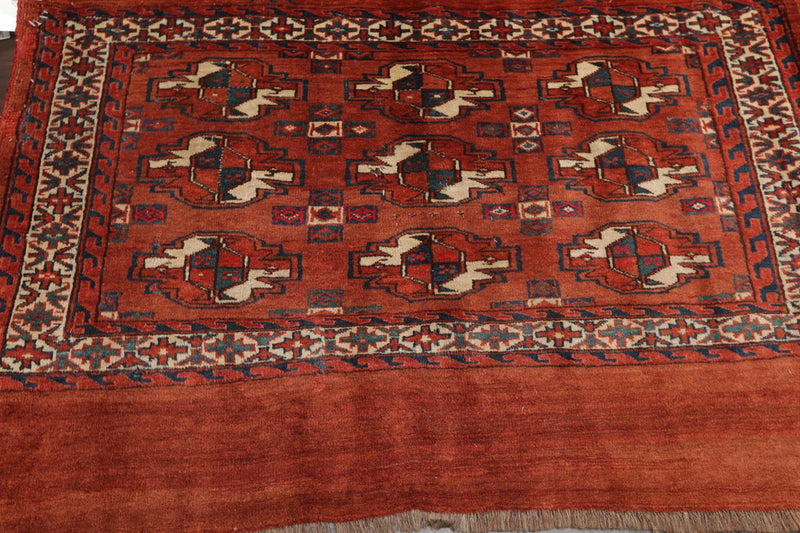 2'6''x3'10'' Antique Hand Knotted Traditional 100% Wool Oriental Area Rug Brick
