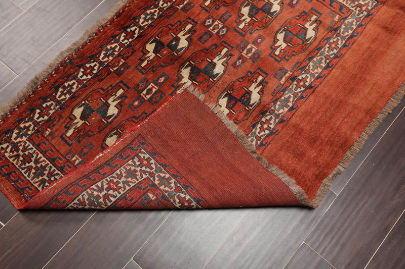2'6''x3'10'' Antique Hand Knotted Traditional 100% Wool Oriental Area Rug Brick