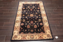 3'9"x5'9" Oriental Area Rug Hand Tufted New Zealand Wool & Silk Traditional 45-2015 Navy