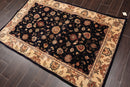 3'9"x5'9" Oriental Area Rug Hand Tufted New Zealand Wool & Silk Traditional 45-2015 Navy