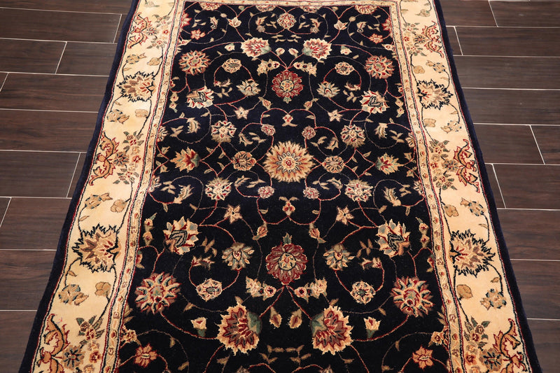 3'9"x5'9" Oriental Area Rug Hand Tufted New Zealand Wool & Silk Traditional 45-2015 Navy
