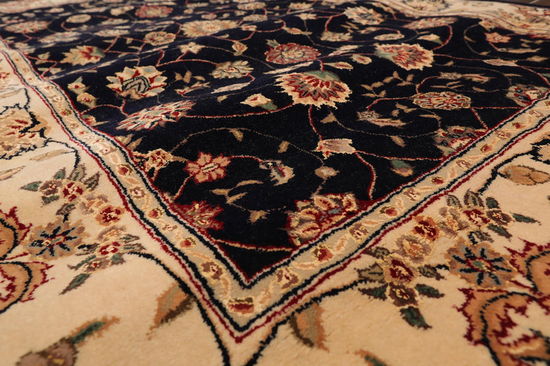 3'9"x5'9" Oriental Area Rug Hand Tufted New Zealand Wool & Silk Traditional 45-2015 Navy