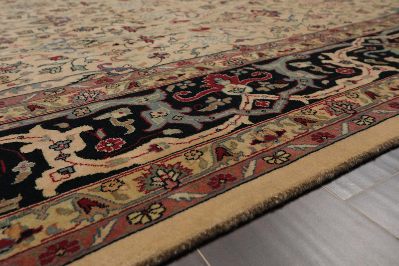 9'1" x 12' Hand Knotted 100% Wool Pak-Parsian 16/18 300 KPSI Area Rug Beige