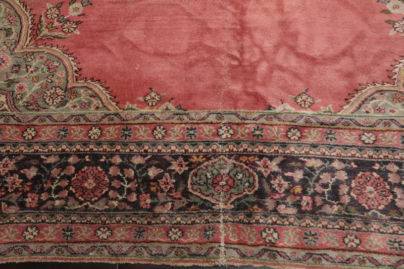 9x12 Antique Turkish Kayseri Hand Knotted Traditional Wool Area Rug Blush