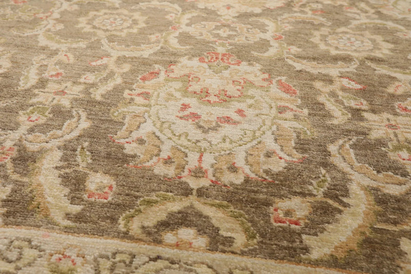 8x10 Olive Green, Beige Hand Knotted 100% Wool Peshawar Traditional Oriental Area Rug