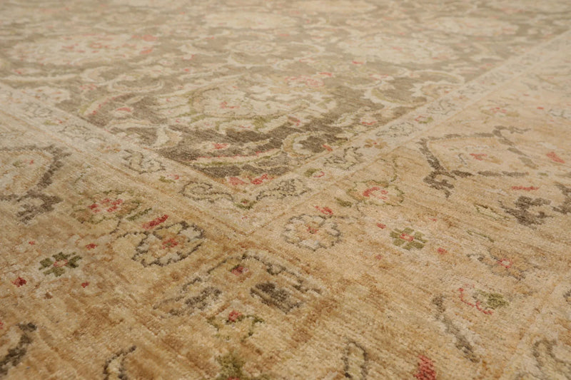 8x10 Olive Green, Beige Hand Knotted 100% Wool Peshawar Traditional Oriental Area Rug