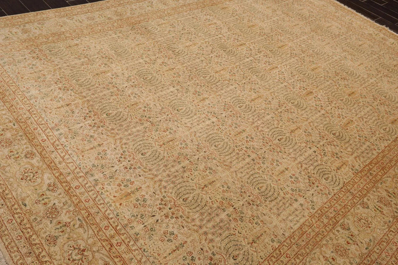 8'7'' x 11'7'' Hand Knotted 100% Wool Tree of life Oriental Area Rug Beige