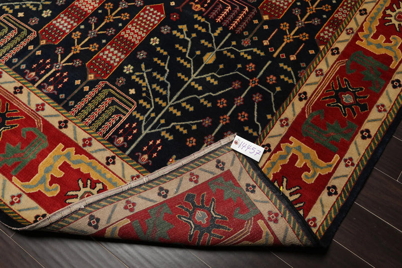 8x10 Navy, Orange Hand Knotted 100% Wool Arts and Craft Traditional Oriental Area Rug