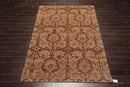 6' x 8'8'' Hand Knotted New Zealand Wool Damask Antique Finish Area Rug Brown