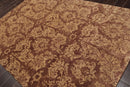 6' x 8'8'' Hand Knotted New Zealand Wool Damask Antique Finish Area Rug Brown