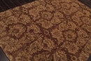 6' x 8'8'' Hand Knotted New Zealand Wool Damask Antique Finish Area Rug Brown