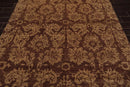 6' x 8'8'' Hand Knotted New Zealand Wool Damask Antique Finish Area Rug Brown