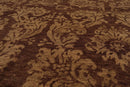 6' x 8'8'' Hand Knotted New Zealand Wool Damask Antique Finish Area Rug Brown