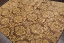 6' x 9' Hand Knotted New Zealand Wool Damask Area Rug Brown Light Gold Antique