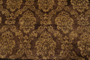 6' x 9' Hand Knotted New Zealand Wool Damask Area Rug Brown Light Gold Antique