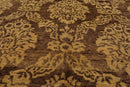 6' x 9' Hand Knotted New Zealand Wool Damask Area Rug Brown Light Gold Antique