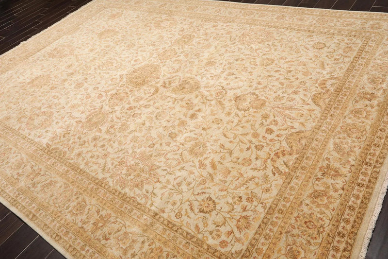 8'9'' x 12'3'' Hand Knotted Wool Agra Vegetable Dyes Oriental Area Rug Beige