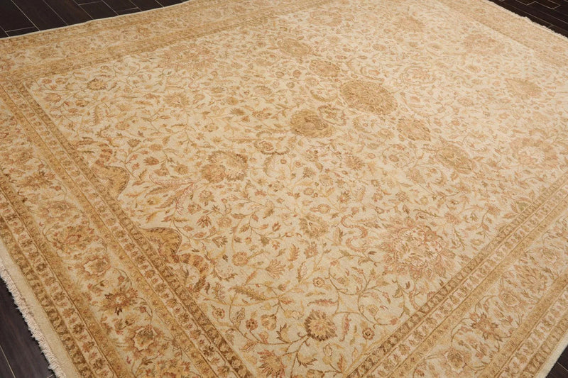 8'9'' x 12'3'' Hand Knotted Wool Agra Vegetable Dyes Oriental Area Rug Beige