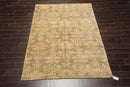 6'1'' x 8'7'' Hand Knotted 100% New Zealand Wool Damask Antique Finish Area Rug