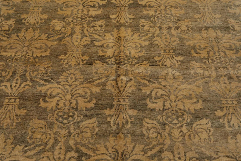 6'1'' x 8'7'' Hand Knotted 100% New Zealand Wool Damask Antique Finish Area Rug
