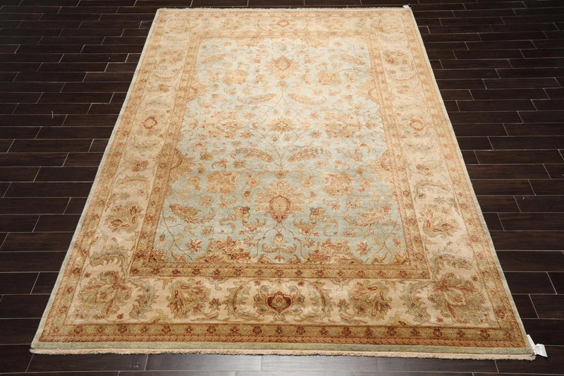 8'8'' x 11'10'' Hand Knotted Wool Peshawar Traditional Oriental Area Rug Aqua