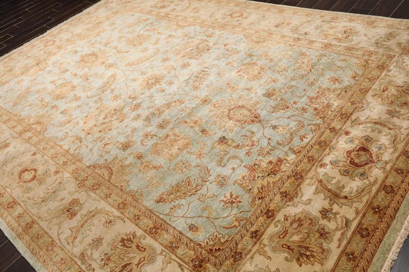 8'8'' x 11'10'' Hand Knotted Wool Peshawar Traditional Oriental Area Rug Aqua