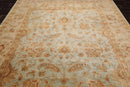8'8'' x 11'10'' Hand Knotted Wool Peshawar Traditional Oriental Area Rug Aqua