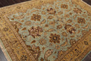 6'2" x 8'11" Hand Knotted Agra 100% New Zealand Wool Muted Area Rug Aqua