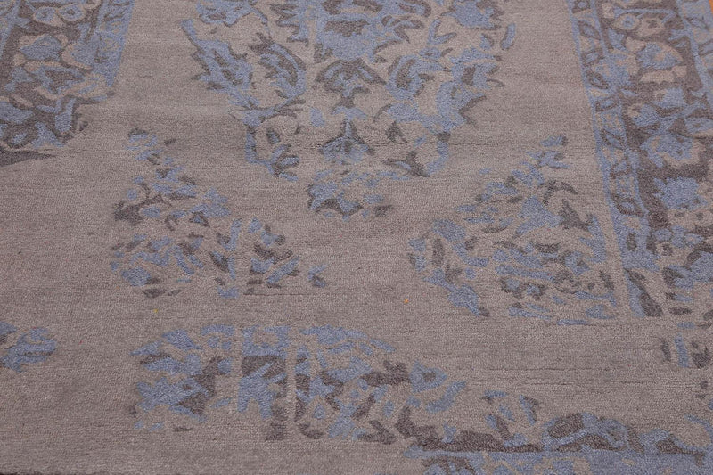 5'3" x 7'5" Handmade Erased pattern Wool Loop & Cut pile Area Rug Taupe