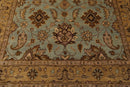 6'2" x 8'11" Hand Knotted Agra 100% New Zealand Wool Muted Area Rug Aqua