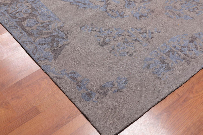 5'3" x 7'5" Handmade Erased pattern Wool Loop & Cut pile Area Rug Taupe