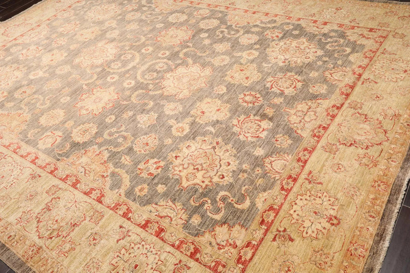 9'1'' x 12' Hand Knotted 100% Wool Peshawar Traditional Oriental Area Rug Gray