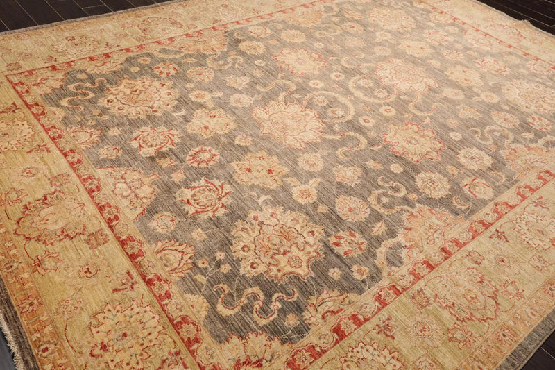 9'1'' x 12' Hand Knotted 100% Wool Peshawar Traditional Oriental Area Rug Gray