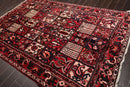 6'7" x 10' Hand Knotted Multi Panel Bhaktiari Traditional Oriental Area Rug Red