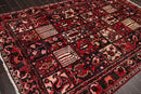 6'7" x 10' Hand Knotted Multi Panel Bhaktiari Traditional Oriental Area Rug Red
