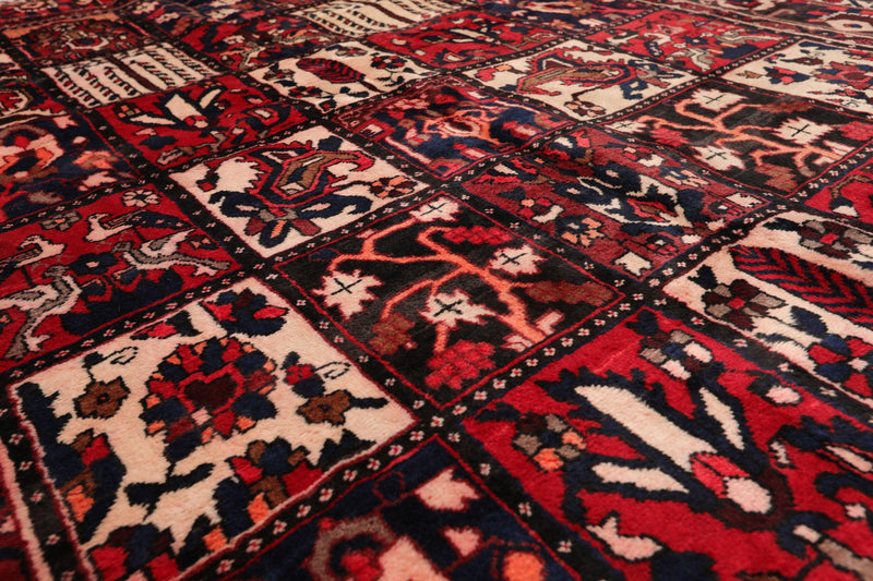 6'7" x 10' Hand Knotted Multi Panel Bhaktiari Traditional Oriental Area Rug Red