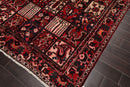 6'7" x 10' Hand Knotted Multi Panel Bhaktiari Traditional Oriental Area Rug Red