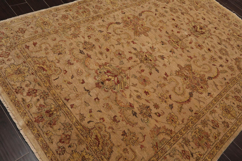 6' x 8'9" Hand Knotted 100% New Zealand Wool Agra Oriental Area Rug Tan