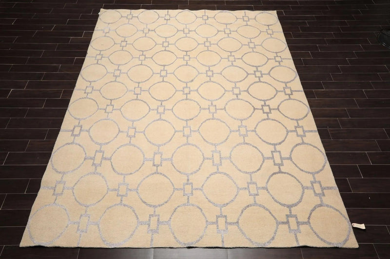 9' x 12' Hand Knotted Wool & Art Silk Modern Area rug Beige