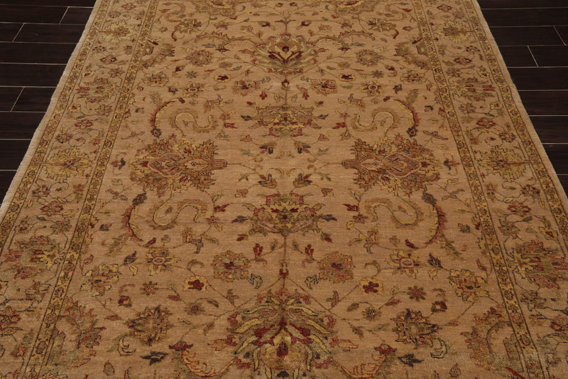 6' x 8'9" Hand Knotted 100% New Zealand Wool Agra Oriental Area Rug Tan