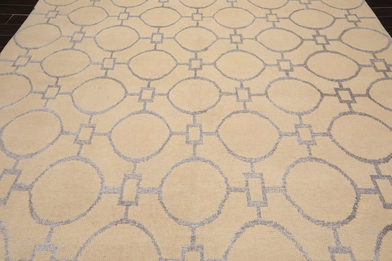 9' x 12' Hand Knotted Wool & Art Silk Modern Area rug Beige