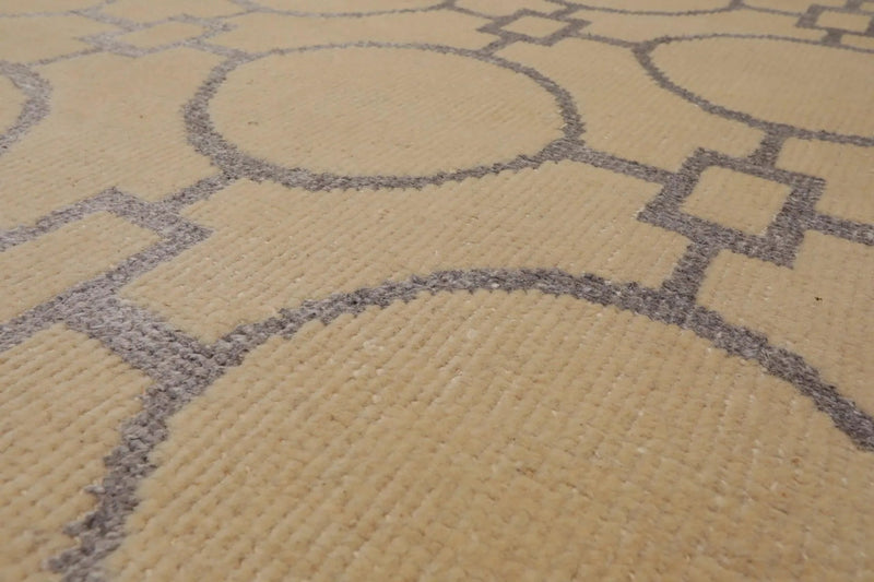 9' x 12' Hand Knotted Wool & Art Silk Modern Area rug Beige