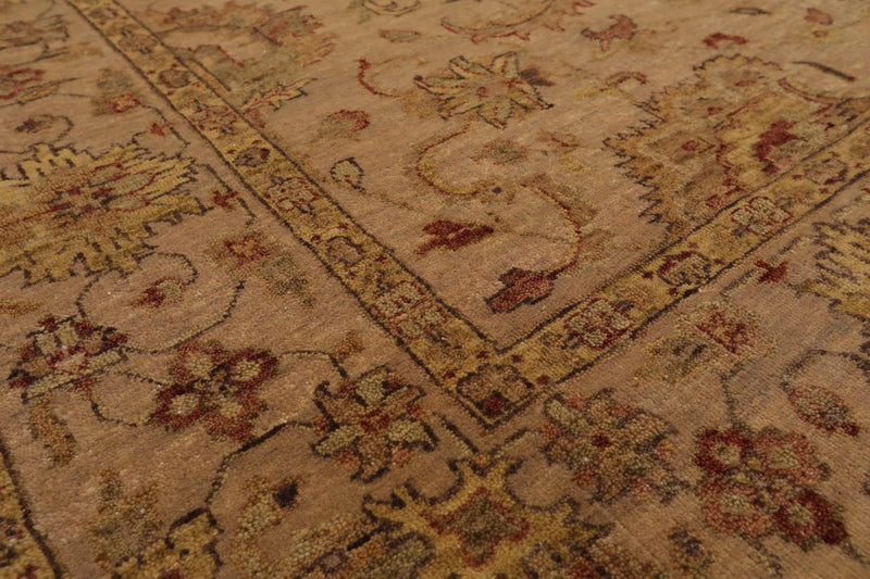 6' x 8'9" Hand Knotted 100% New Zealand Wool Agra Oriental Area Rug Tan