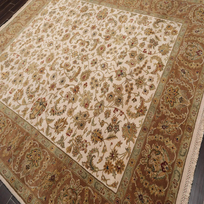 8'1'' x 9'11'' Hand Knotted 100% Wool Agra 200 KPSI Oriental Area Rug Beige